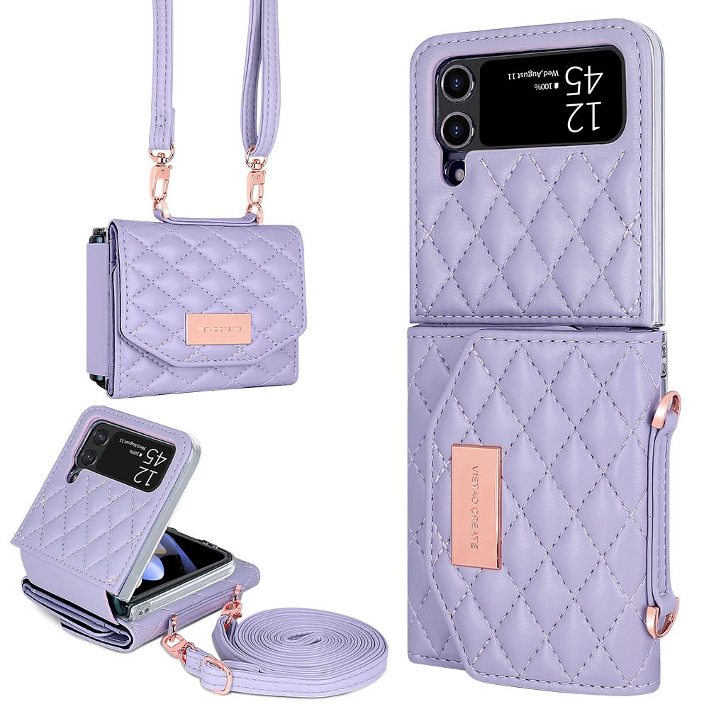 Z Flip 7 Leather Wallet Phone Cases with Cross Body Strap, Gilrs Purse Phone Case for Samsung Galaxy Z Flip 6 5 4 3, Pink