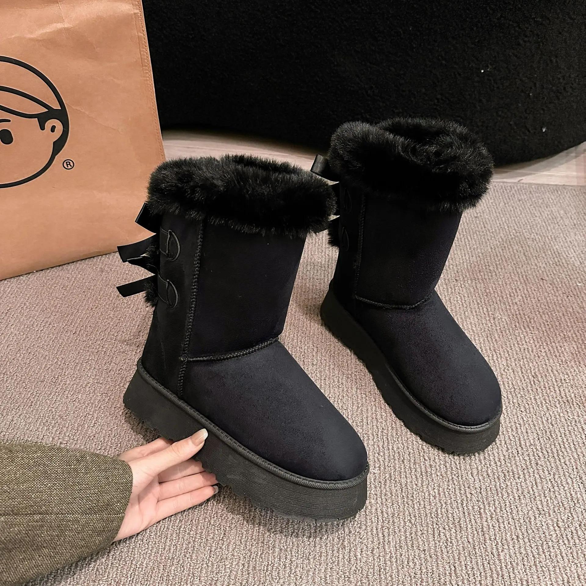 

Зимние сапоги женские 2024 зимние новые модные плюшевые туфли на платформе уличные коричневые длинные сапоги женские туфли Bota Camurca Cano Longo 41 чёрный