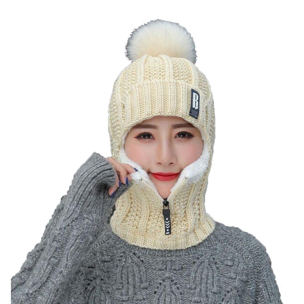 Neck Warmer Wool Knitted Hat Windproof Ear Protection Hat Winter Hat Scarf Set  Outdoor Cycling