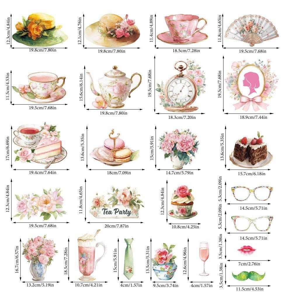 Multicolor Handheld Photo Props Paper Flower Pattern Picture Frame Large Size Tea Party Photo Handheld Props Decorative Supplies