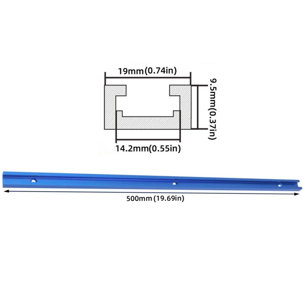 500MM Double-Cut Profile T Track and T Bolt Knob, Miter Track Sliding Nut T-Slider T Slot, Universal T Track for Woodworking