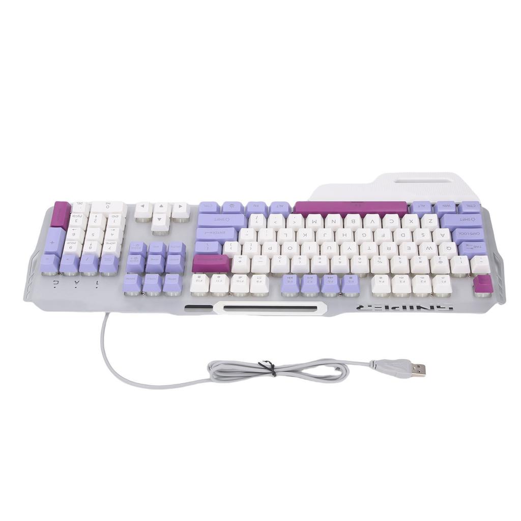 Mechanical Feeling Keyboard 104 Keys Colorful Light Up USB Wired Computer Keyboard with Wrist Rest Spill Resist Triple