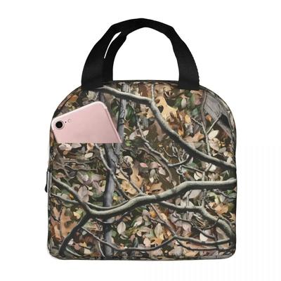 Pattern Lunch Bag Box Real Tree Camouflage Children Aluminum  Foil Portable Lunchbox