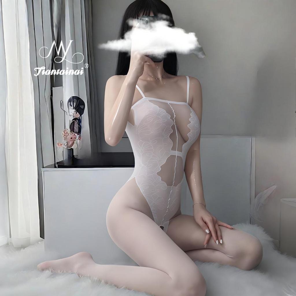 Sheer Temptation: Tearable Lingerie Bodysuit & Stockings Set