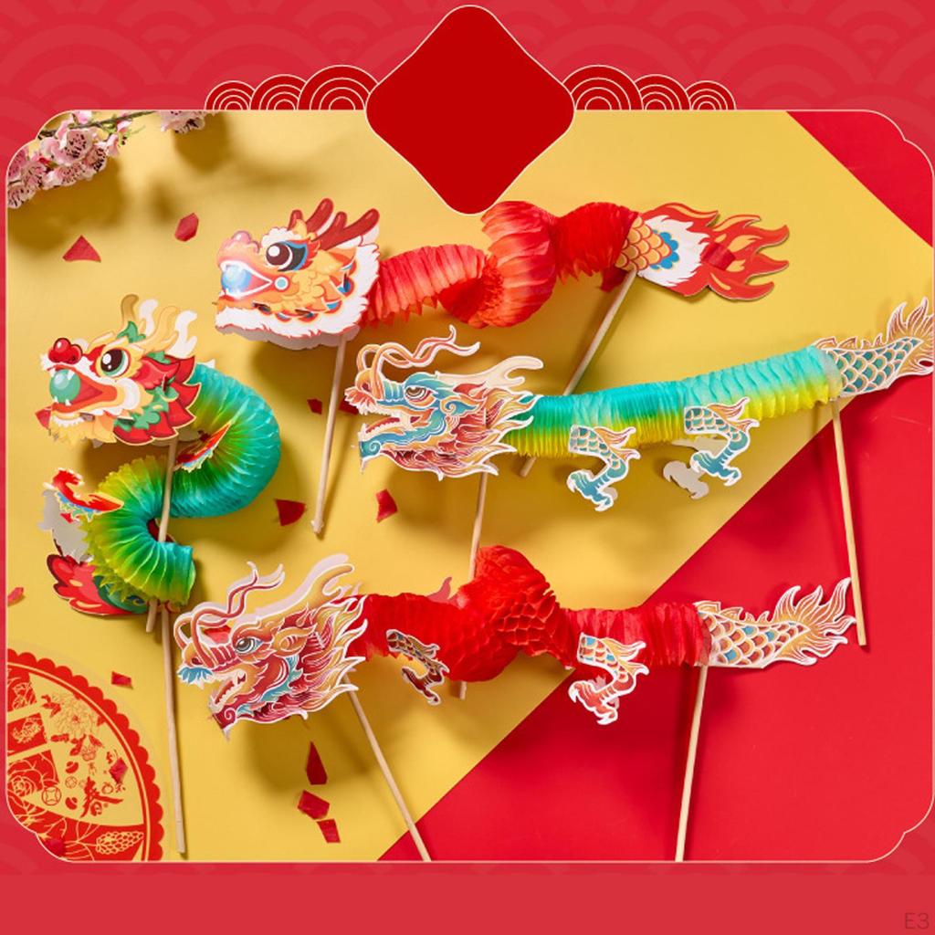 Chinese Year Dragon Garland Lantern Folded 3D Ornaments Hanging Decoration for Shops