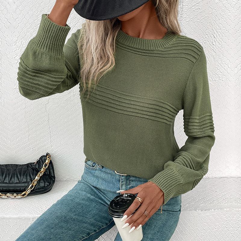 Autumn Long Sleeve Casual Pullover Women's Sweater Solid Round Neck Soft Warm Knitted Sweaters Women Winter Clothing Elegant Knitwears Tops 24705