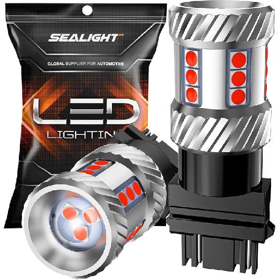 Светодиодная лампа указателя поворота SEALIGHT, 3157 светодиодных ламп, янтарно-желтые, на 600% ярче, 3156 3457A 4057 4157 светодиодная лампа для переднего и заднего указателя поворота,