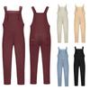 Women Casual Solid Color Sleeveless Adjustable Straps Loose Jumpsuit Bib Overall