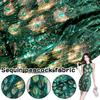 50X130cm Shiny Peacock Sequin Fabric for Bridal Gown Wedding Dress Costume DIY Flannel Embroidery Lace Fabric Clothing Supplies