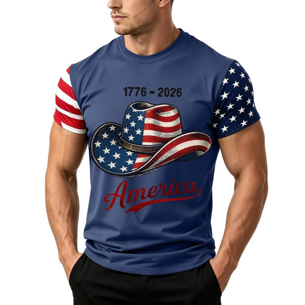 Herren Unabhängigkeitstag Flaggenprint Kurzarm T-Shirt, Locker Lässig Täglich Sommer Oberteile