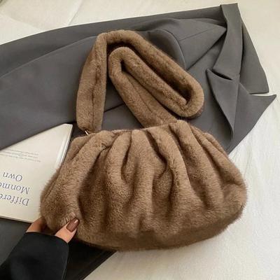 Borsa Nuvola Pieghettata alla Moda Piccole Borse a Spalla in Morbido Ecopelliccia per Donna Tendenza Inverno 2025 Borse a Mano in Peluche Coreane Borsa a Tracolla