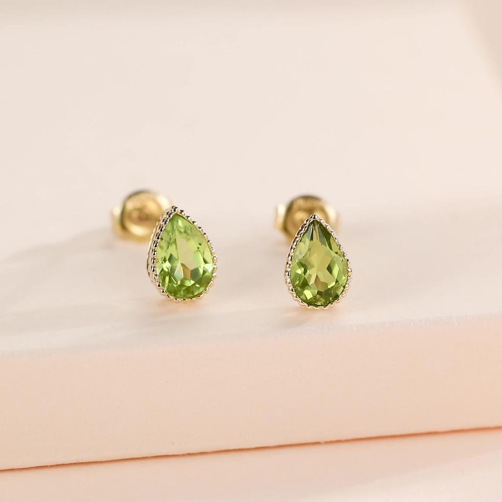 FANCIME Natural Stone Peridot Earrings for Men and 14k Yellow Drop White White Day Gift Wrapping Included "Rainbow Drops" Women, Gold, Motif, Unisex,