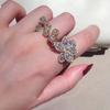 Exquisite Zirconia Flower Ring: Adjustable Open Design for Women's Stylish Versatility
