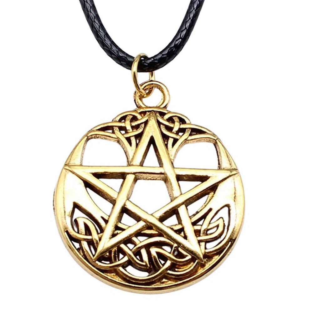 45cm Necklace Leather Chain Big Hexagram Celtic Vintage Jewelry Supplies QN036