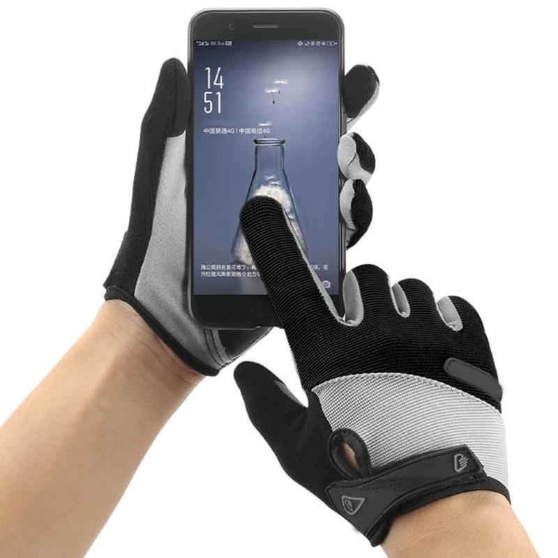 Sports Touchscreens Gloves Full Finger Cycling Gloves Shock Absorbing Mountain Bike Gloves for Workout, Gym, Training