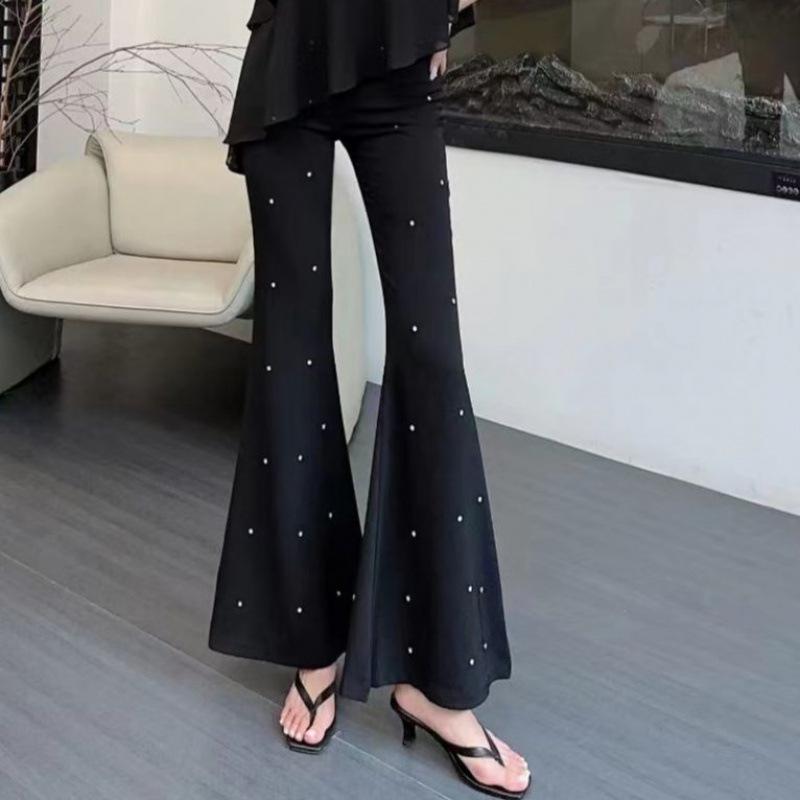 

Women s Plus Size High Waist Polka Dot Flare Pants - Summer Slimming Long-Length 3XL [Recommended for 161-180 lbs]