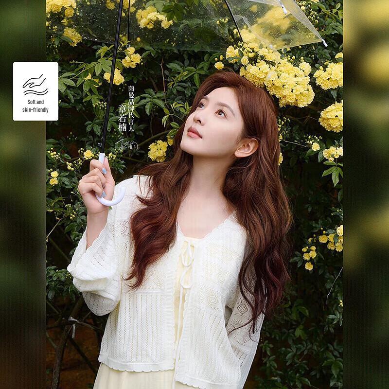 

INMAN Women s Hollow-Out V-Neck Knit Short-Sleeve Top S