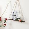 2pcs Wooden Wall Storage Rack Sling Rope Hanging Plant Flower Pot Shelves Home Decorations