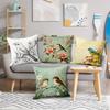 Home Decor Birds & Flowers Pattern Decorative Pillowcase Pattern Cushion Cover Suitable For Sofa Bedroom Car Pillow Cover