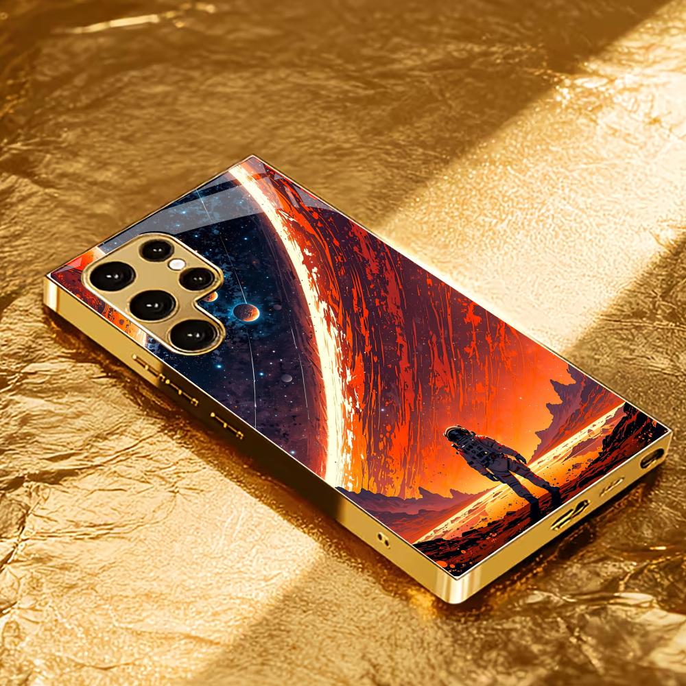 Science Fiction Protective Cover Highend Electroplating Glass PhoneCase for Samsung Galaxy S26 S25 S24 S23 S22 S21 FE,Ultra,Plus