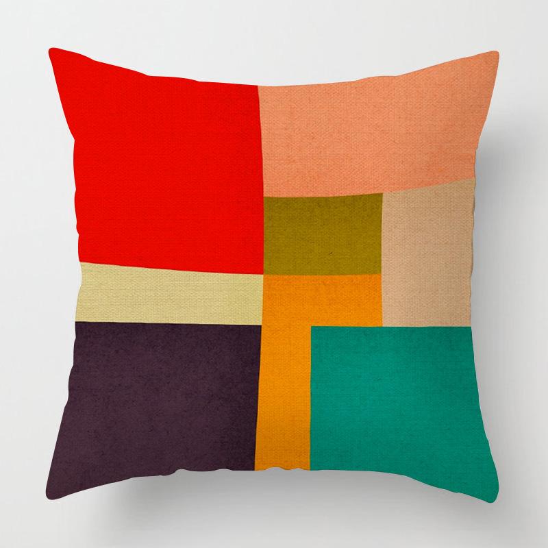 Home Decor Geometric Pattern Decorative Digital Print Pattern Cushion Cover Suitable For Sofa Bedroom Car Pillow Cover