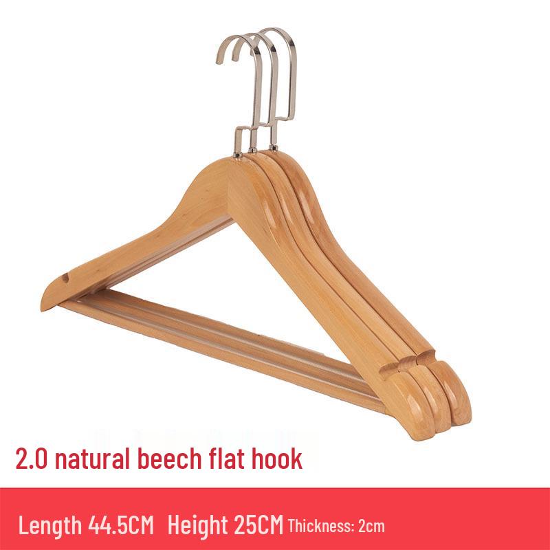 Five-Star Hotel Solid Wood Wide-Shoulder Non-Slip Hangers with Anti-Slip Clips