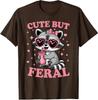 Cute But Feral Funny Pink Racoon With Glasses Unisex T-Shirt