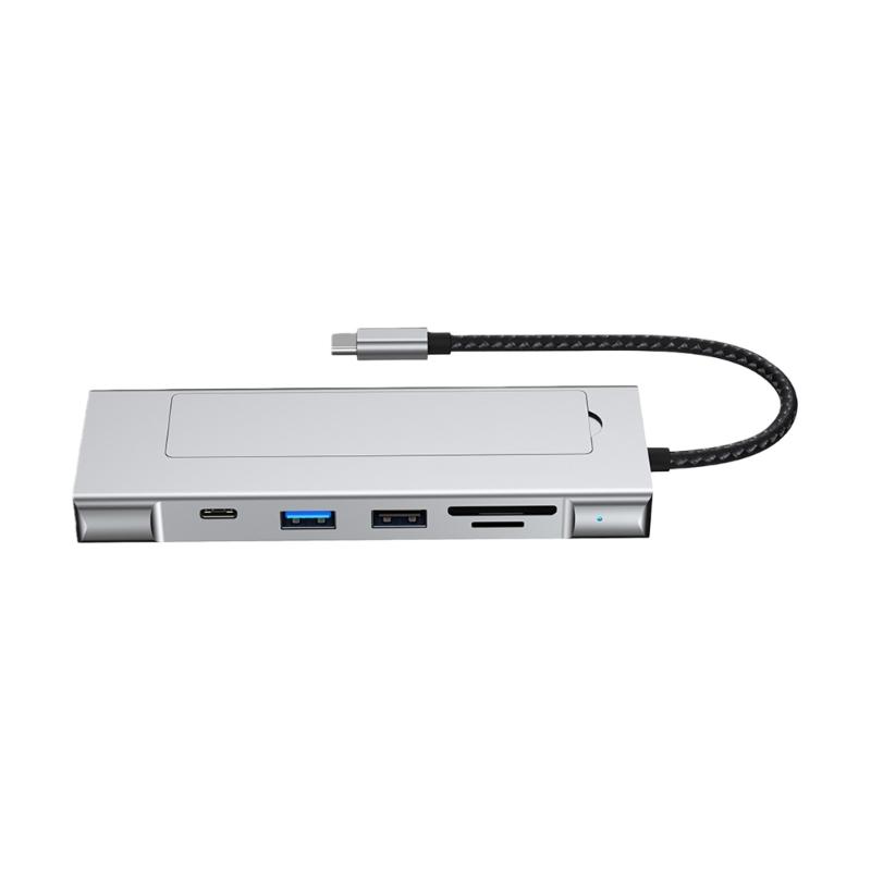 

Aluminum Multiport Hubs Featuring M.2 SSD Dock with 10Gbps USB 3.2 Fast Transfer Includes HDTV Ethernet Card Slot Plugs and Play Design 1