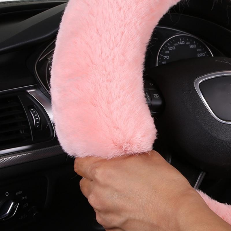 Luxurious Long-Haired Plush Steering Wheel Cover, No Inner Ring, Washable Rubber - Cozy & Warm Grip for Winter Car Comfort