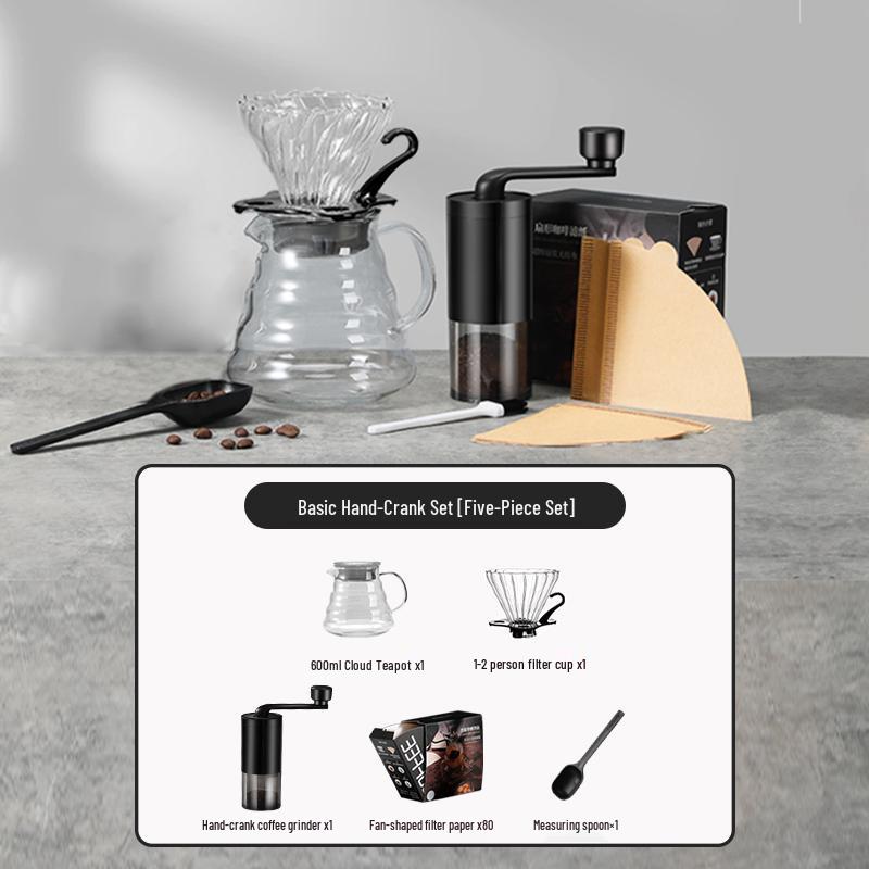 Manual Pour Over Coffee Maker Set with Hand Grinder and Filter Cup