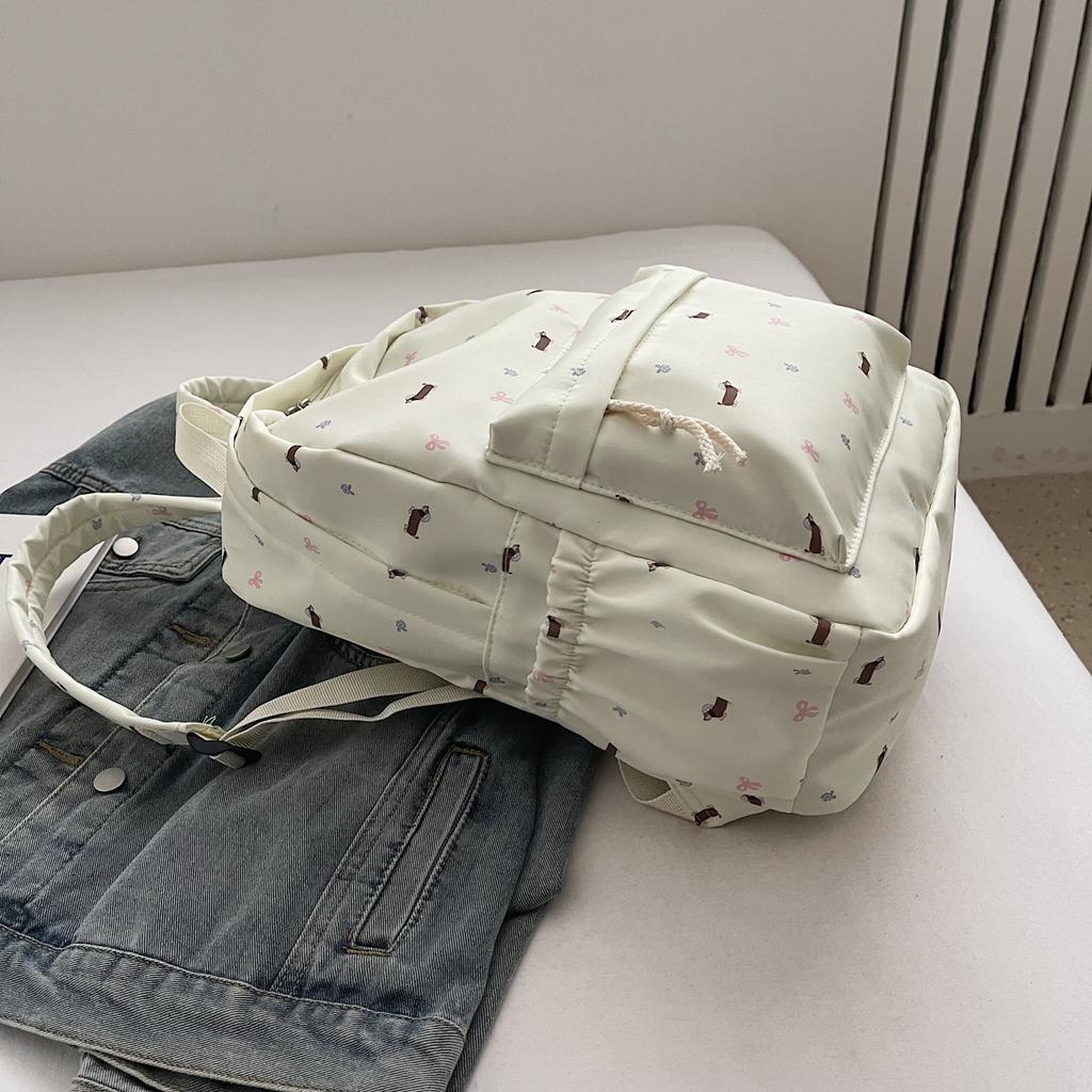 New cute Japanese puppy backpack for girls; floral rucksack for middle and high school students