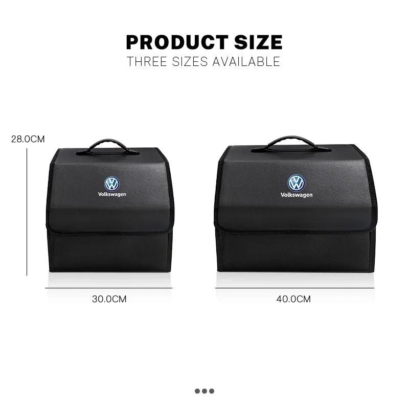 Car Trunk Storage Box Leather Sundries Organizer Travel Bag For VW R Line GTI Polo Golf Passat CC Tiguan Arteon Touareg Scirocco