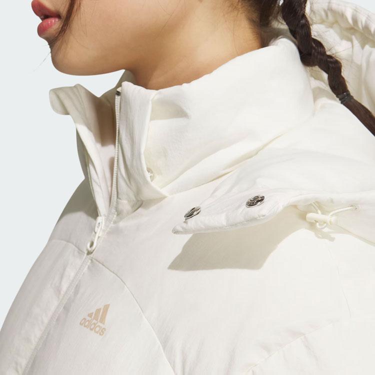 Adidas Down Jacket Three Stripes Hooded Puffer Coat Women Jackets Off-White IK2384
