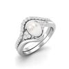 1.54 Ctw Natural Pearl 925 Sterling Silver Classic Dual Band Women Bridal Ring