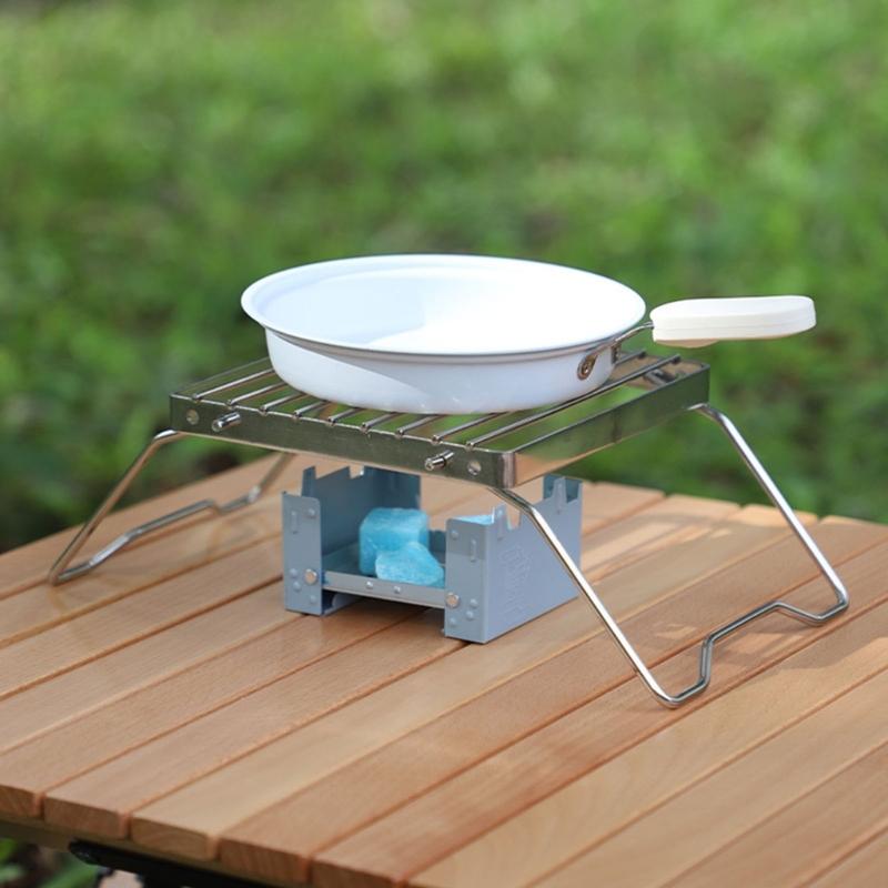 Camping Portable Folding Barbecue Rack Outdoor Stainless Steels Stove Holder Barbecue Rack Pot Holder Easy to Use