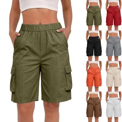 Damen High Waist Lockere Cargo-Shorts mit Taschen Weiter Bein Outdoor Wandershorts Lässige Leichte Unterteile für den Sommer