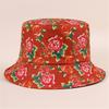 Double Sided Floral Bucket Hat Breathable Fisherman Hat Beanies Hat Rose Printing Cloche Style Vintage Rose Pattern