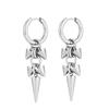Creative Personality Sliver Color Stainless Steel Rivet Cone Pendant Hoop Earrings for Men Women Hip-hop Rock Earrings Jewelry