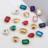5Pcs Stainless Steel Golden Base Color Glass Heart Square Waterdrop Charm Earring Pendant with Ring DIY Necklace Jewelry Making