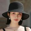 French Straw Bonnet Cap for Women Sun Visors Ribbon Bow Summer Bucket Hat Fedoras for Beach