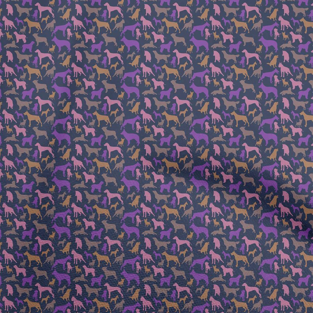 oneOone Georgette Viscose Blue Fabric Floral & Puppies Fabric For Sewing Printed Craft Fabric By The Yard 42 Inch