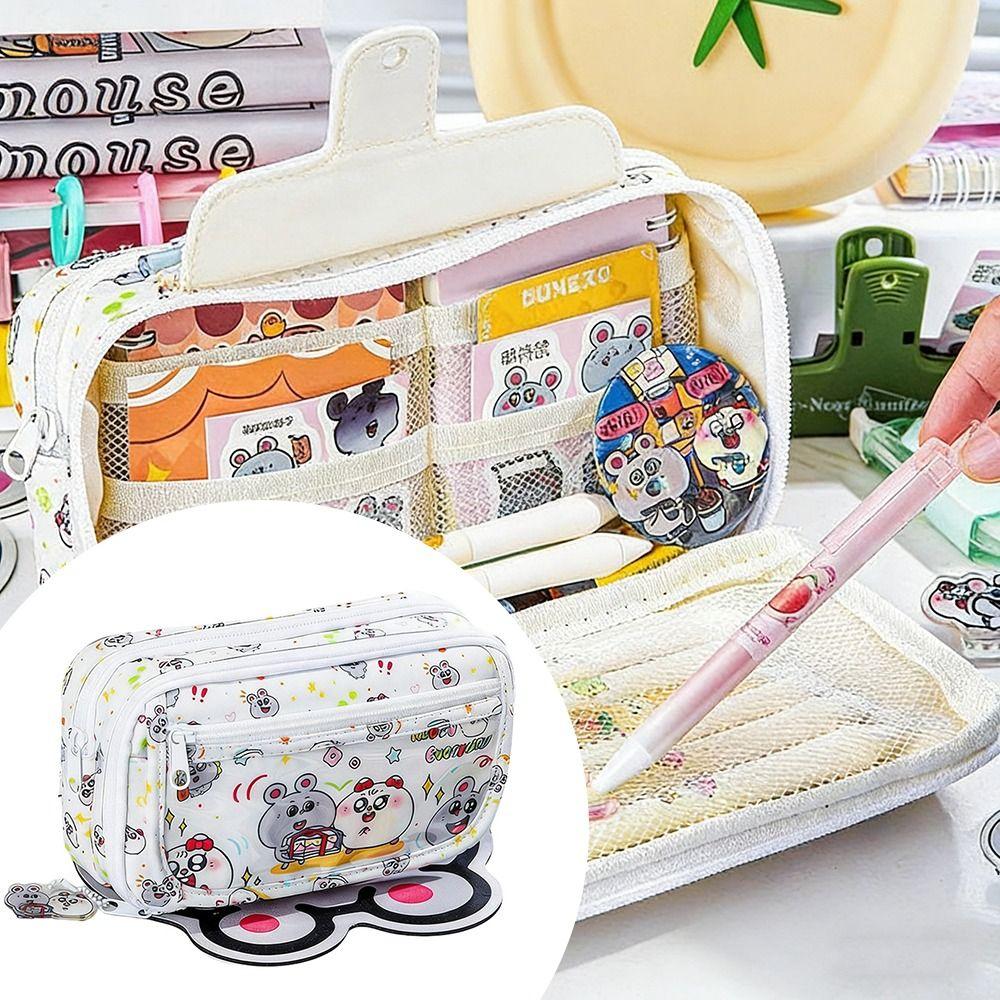 New Large Capacity Pencil Case Flip Design Multilayer Pen Bag Pencil Box Stationery