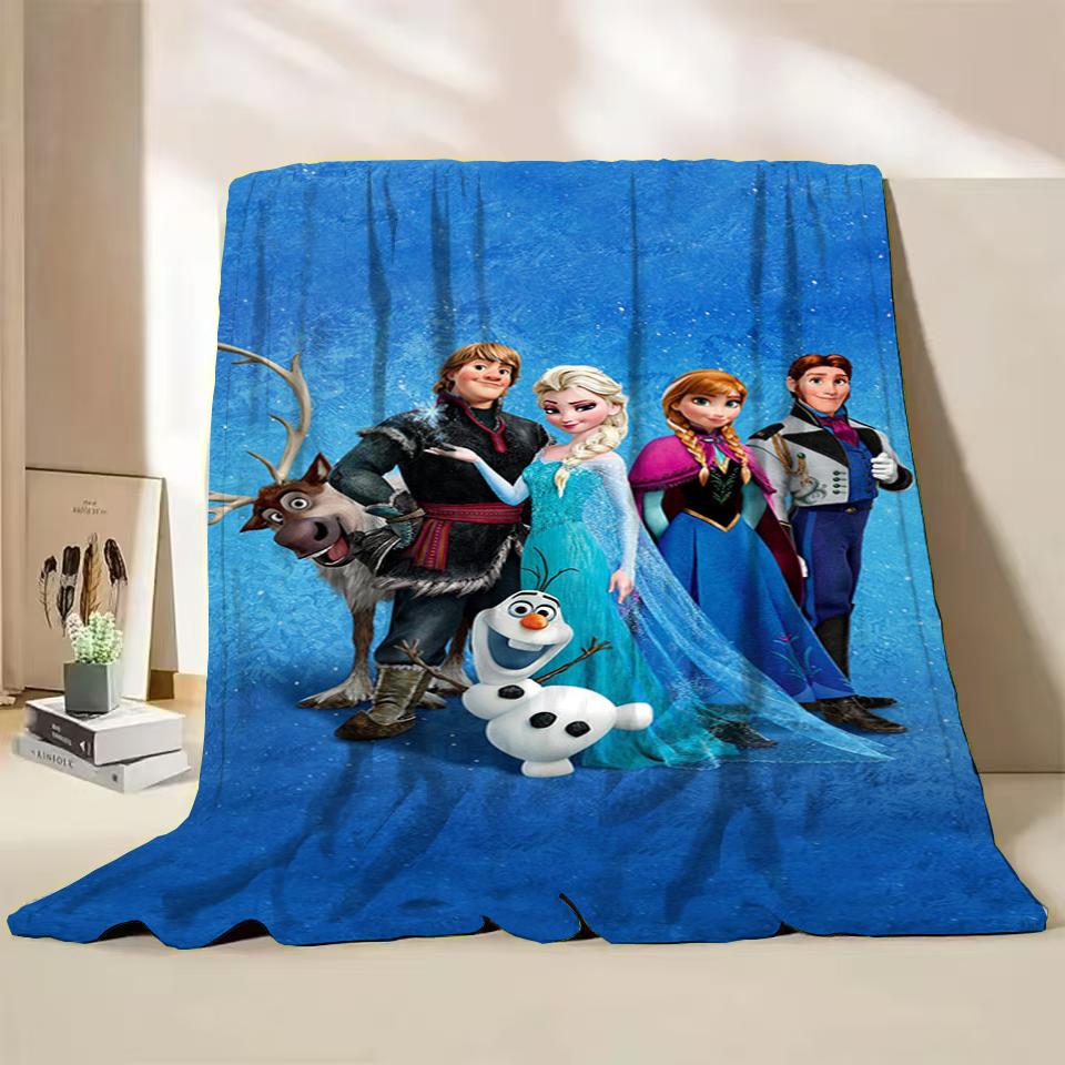 Disney Frozen Elsa Princess Childrens Adult Soft Flannel Blanket Fluffy Baby Plush for Bedroom Travel Office Cover Warm Blankets