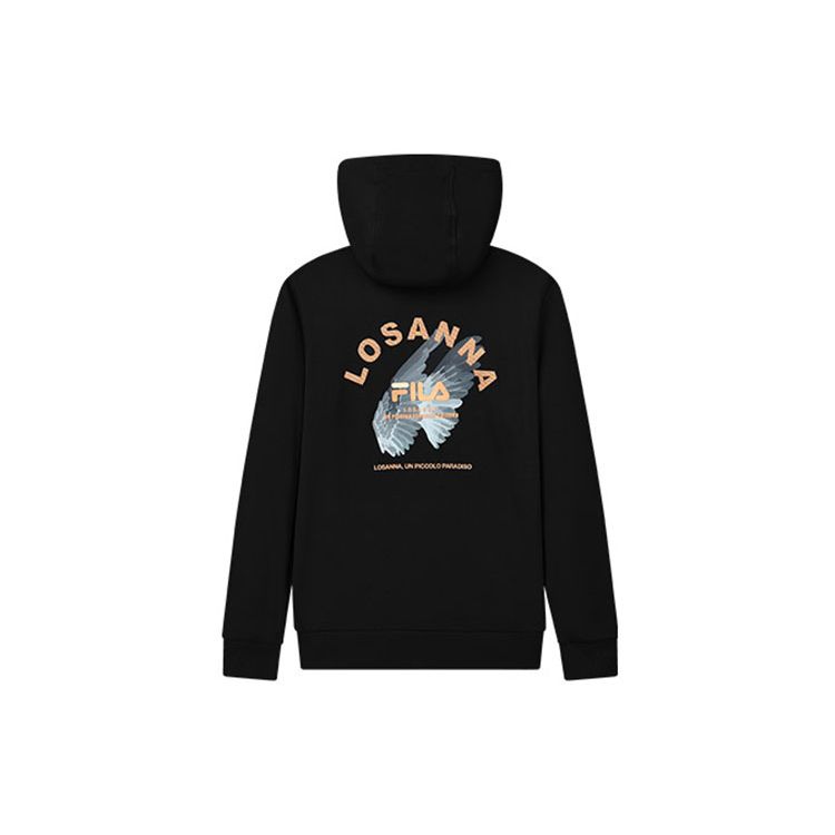FILA Back Wing Letter Print Sports Hoodie Men Hoodies Black F11M138255F-BK