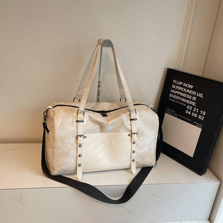 Personality Trend Fashion Travel Bag Men'S And Women'S Versatile Dry And Wet Separation Duffel Bag Texture Commuter Sports Fitness Bag