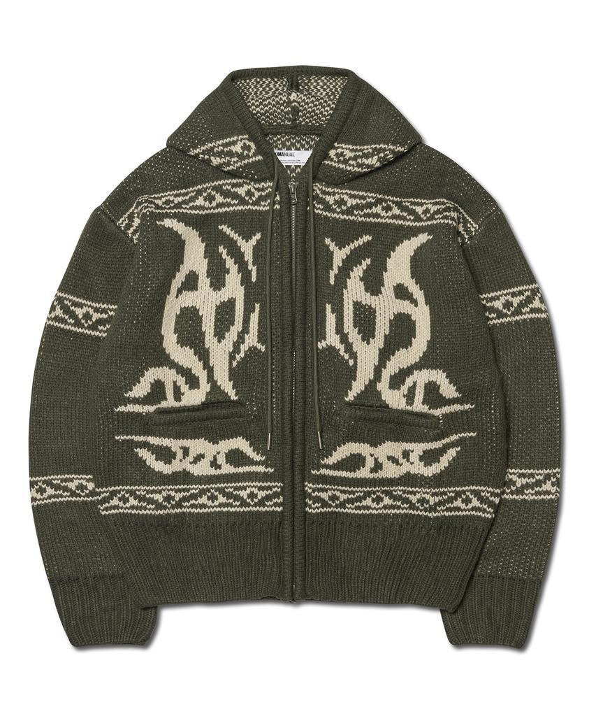 Nomaenyueol Cowichan Hooded Zip-Up - Khaki