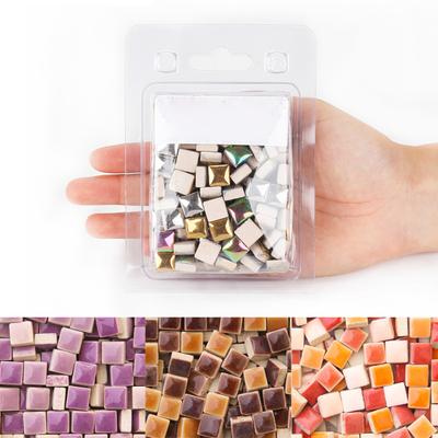 500 Pièces 1x1cm Céramique Mélange de Couleurs Carré Verre Bricolage Mosaïque Carrelage Art