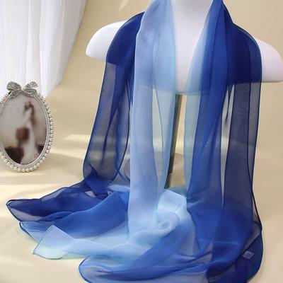 Vrouwen Mode Gradiënt Kleur Sjaals Chiffon Zijden Sjaal Dun Zonbescherming Dame Ademend Zacht