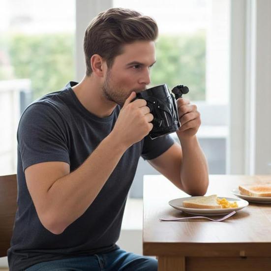 Novelty Coffee Mug for Men Creative Biker Jacket Design 200ml Resin Cup Unique Gift for Coffee Lovers Tea Lovers Birthday Holiday Present