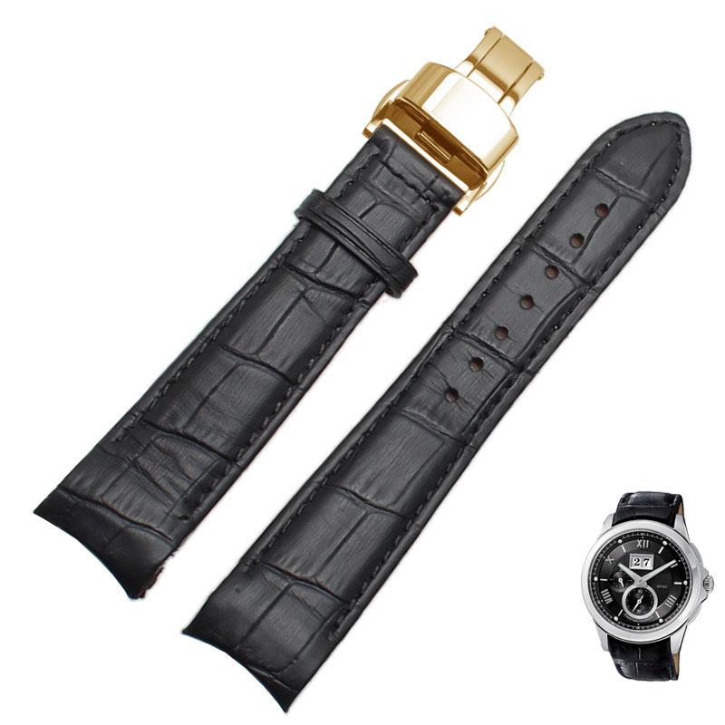 Curved End Men's Watchband for Citizen BL9002-37 05A BT0001-12E 01A Watchstrap Genuine Leather with Butterfly Buckle 20 21 22mm